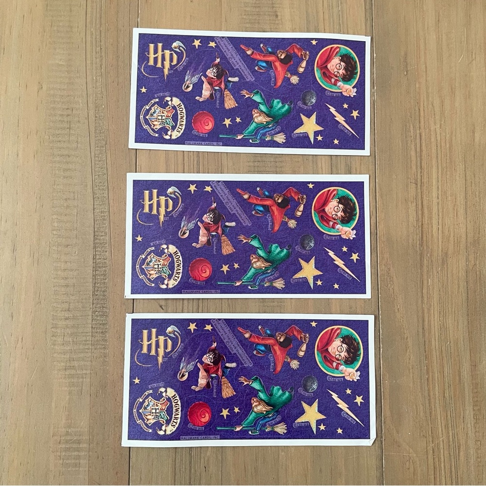 Vintage Harry Potter Stickers 2000 Sheets Quidditch  Hogwarts Broom 3 Sheets